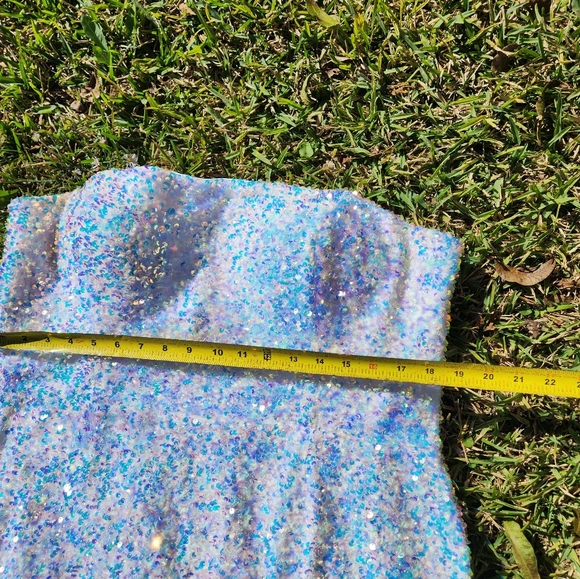 Womens Sz 20 Strapless Floor Length Sequin Gown Ombre Rose Gold White - Picture 12 of 16